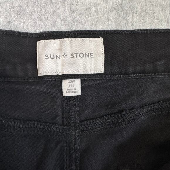 Sun+Stone Slim-Fit Jeans Men's 32W 30L Black Skinny Ankle Mid Rise WPL8046 Work - Picture 5 of 8
